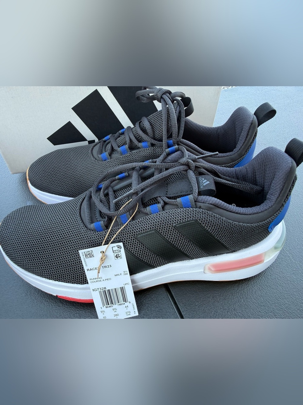 New adidas Racer TR23 Men’s Black & Blue Athletic Running shoe Size 10